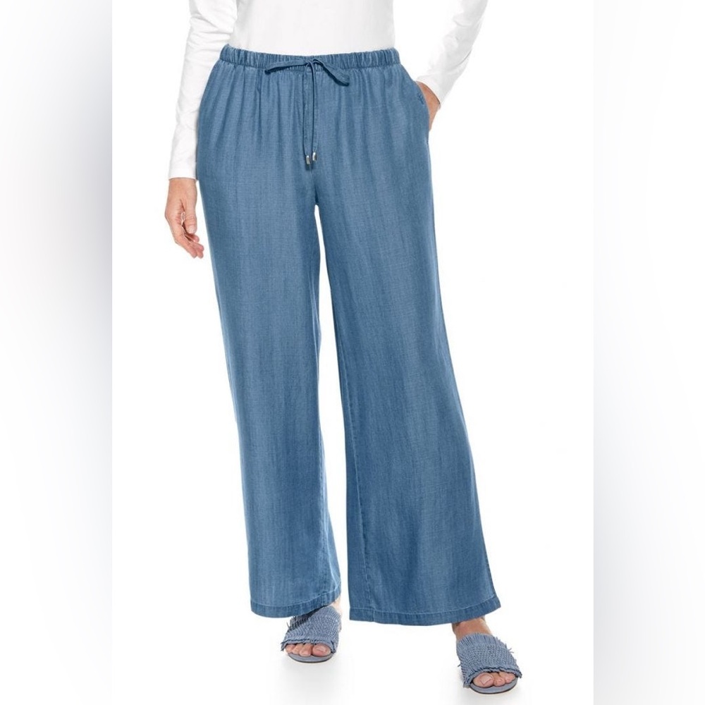 Coolibar NWT Women's Enclave Wide Leg Pants UPF 50+ - Chambray